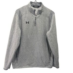 Under Armour Men Gray ColdGear Fleece 1/4 Zip Pullover Sweatshirt Size LG